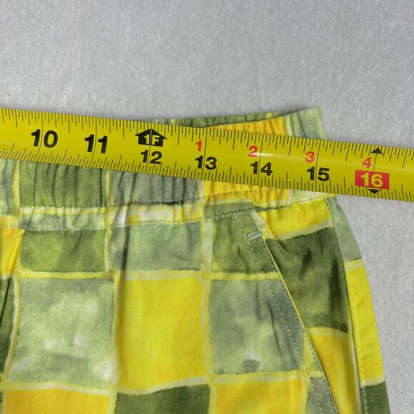 Zara Women's Green & Yellow Checkered Cotton Drawstring Shorts Size Small NWOT - Picture 8 of 11